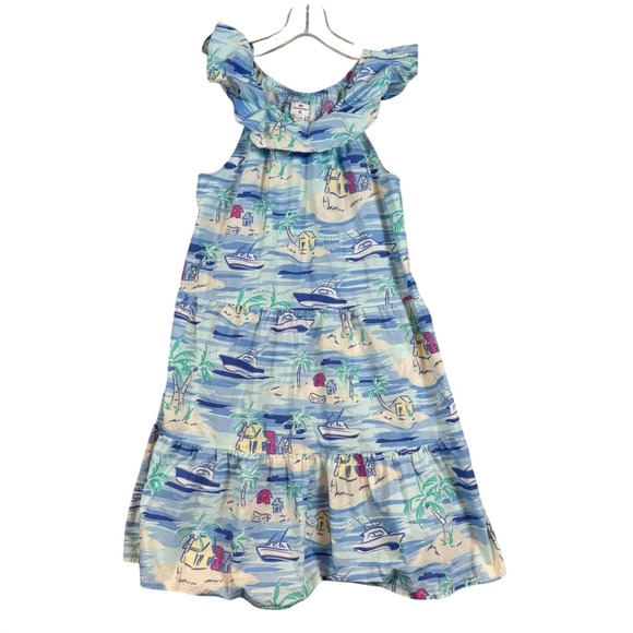 Vineyard Vines for Target Other - Vineyard Vines‎ Target Girls XL 14/16 Blue Nautical Tropical Tiered Ruffle Dress